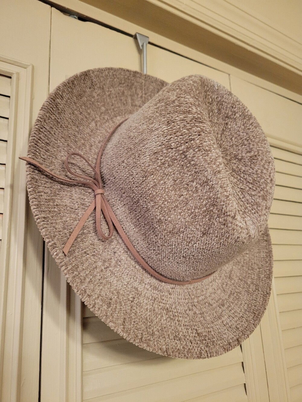 A New Day Taupe Hat with Bow Trim